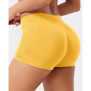 Shorts de yoga taille haute pour femme avec empiècements en maille froncée et inserts ventilés, pour l'entraînement et la gym, effet rafraîchissant - Product Image 3