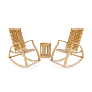Modern Outdoor Teak <b>Rocking</b> <b>Chair</b> Wooden Patio Garden Lounge <b>Chair</b> Balcony Relax <b>Chair</b> - Product Image 1