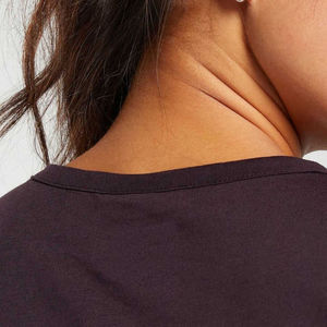 Women's Dark Purple Crop <b>Top</b> Crew Neck Short Sleeve Solid Color Casual Spring Summer Wear - Product Image 5