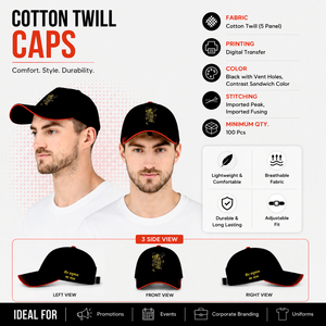 Casquette de sport en sergé de coton brodée sur mesure avec logo personnalisé, casquette de baseball à 5 panneaux, visière incurvée, fermeture Velcro, ajustement réglable, promotionnelle - Product Image 6