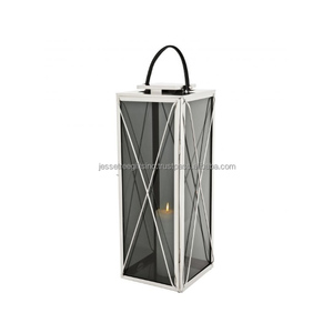 Alambre de metal y linterna de vidrio transparente con revestimiento de polvo verde Acabado Forma redonda Diseño moderno de alta calidad para la decoración del hogar - Product Image 3
