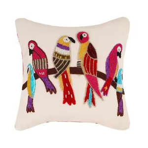Luxury Seed Beads Embroidered Decorative <b>Cushion</b> <b>Cover</b> Handmade Beaded Embroidery Floral <b>Cushion</b> <b>Cover</b> Design - Product Image 1