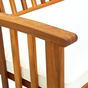 Banco de Jardín Acolchado Color Crema con Tono Madera para Uso en Patio - Product Image 6