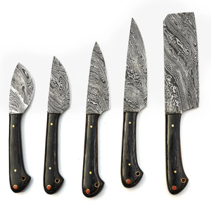 Handmade Damascus Steel Drop Point Kitchen <b>Knife</b> <b>Set</b> OEM Chef <b>Knife</b> with Wood Handle for Food Cutting - Product Image 2
