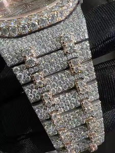 Montre de luxe en quartz pour homme, avec diamants Moissanite, en acier inoxydable, verre saphir, design épuré, cadeau idéal - Product Image 2