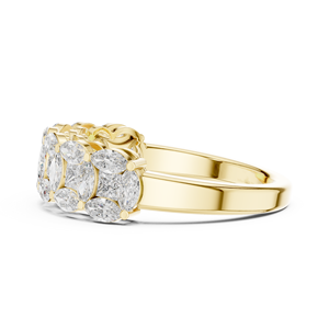 Bague Fleur en Moissanite Blanche Taille Marquise pour Femme, Sertie de Griffes, Luxe - Product Image 2