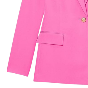 Blazer Largo Color Fucsia para Mujer, Corte Entallado, Frente Abierto, Ropa Formal de Oficina, Estilo Casual de Negocios, Prenda de Moda - Product Image 5
