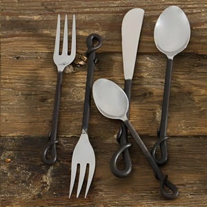 Juego de Cubiertos de Acero Inoxidable Vintage con Acabado Mate, Apto para Lavavajillas, Ligero y Ecológico para Uso en Campamentos - Product Image 2