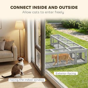 Recinto per Gatti in Legno Grigio Scuro 79"L X 15"W X 15"H, Protezione dalle Intemperie, Collegabile Internamente ed Esternamente per Gabbie e Casette per Animali - Product Image 4