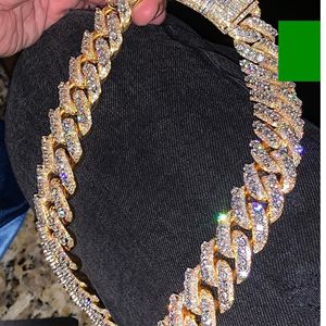 High Quality Customized 20mm Iced Out <b>Cuban</b> <b>Link</b> Moissanite Diamond <b>Chain</b> Sterling <b>Silver</b> Rhodium Plated Hip Hop Style - Product Image 4