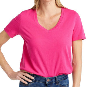 Camiseta de mujer de poliéster, suave, elástica, ligera, transpirable, de punto, textura suave, ropa deportiva, flexible, cómoda para el día a día. - Product Image 1