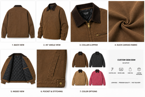 Blouson Bomber Detroit Personnalisé en Toile de Coton Épaisse, Style Workwear Vintage Lavé, Unisexe, Hiver, Fabricant OEM Marque Privée - Product Image 6