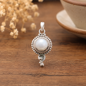 925 <b>Sterling</b> <b>Silver</b> Freshwater <b>Pearl</b> Pendant <b>Necklace</b> Handmade Vintage Beaded Charm Rose Gold Yellow Gold Plated Bezel Setting - Product Image 6