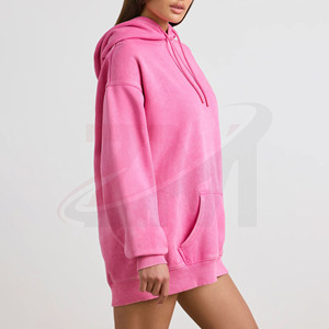 เสื้อฮู้ดดี้ผู้หญิงไซส์ใหญ่ คุณภาพพรีเมียม สีชมพู ผ้าฟลีซ 100% ตกแต่งลายปักตามสั่ง ป้องกันขนร่วง สำหรับฤดูหนาว - Product Image 2