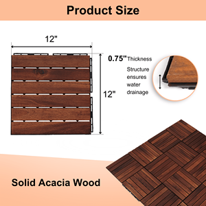 20 pezzi 12 \ "X 12 \" incastro legno di Acacia piastrelle a righe motivo quadrato legno duro pavimento esterno per Patio lato piscina... - Product Image 2