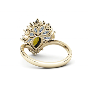 925 Argent Sterling Belle Naturelle Poire Jaune Moissanite Bague de Fiançailles Boutique de Bijoux Grossiste Maintenant au Coût D'usine - Product Image 2