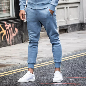 Men's Blue Hooded <b>Tracksuit</b> Full Sleeve Solid Color Side Pockets Regular Fit Autumn Casual Wear - Product Image 4