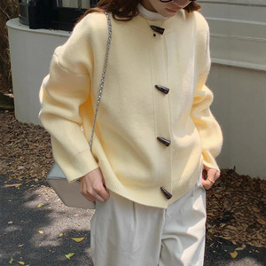 Cárdigan de Punto Rosa para Mujer, Manga Larga, Cuello Redondo, Color Sólido, Cierre de Botones, Estilo Dulce, Ropa de Otoño - Product Image 4