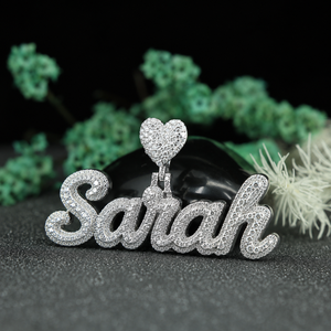 Collier avec pendentif personnalisé en argent sterling 925, pendentif cœur effet diamant, bijoux hip-hop de luxe, vente en gros - Product Image 4