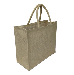 Gripped Soft Padded Rope Handle Natural Color Customized Burlap Promotional Advertising Jute Tote Shopping <b>Bag</b> For Branding - Product Image 2