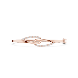 Luxury Rose Gold Lab Grown Diamond Twist <b>Infinity</b> Bangle <b>Bracelet</b> for Women Modern Pavé Diamond Fine Jewelry - Product Image 2
