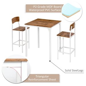 Set da Pranzo Moderno con 2 Sedie e Tavolo Piccolo Effetto Legno Superficie Liscia - Product Image 5