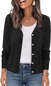 <b>Black</b> Knitted <b>Cardigan</b> Full Sleeve Button Closure Solid Color Autumn Sweater Regular Fit 100% Acrylic - Product Image 4