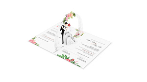 Elegante Tarjeta de Felicitación Pop-Up 3D con Arco Floral, Diseño Personalizado, Acabado Mate, Papel de Alta Calidad para Invitaciones Personalizadas - Product Image 2
