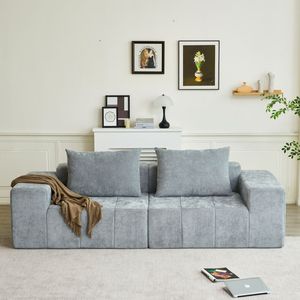 Modern Minimalist Style Imitation Schneier Grey <b>Sofa</b> with 2 <b>Pillows</b> for Living Room Apartment or Office - Product Image 3