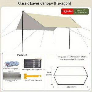 Tenda Portatile 3x4m per Camper, Tettuccio Esterno Impermeabile in Vinile per Campeggio Familiare ed Eventi, Ospita 2 Persone - Product Image 6