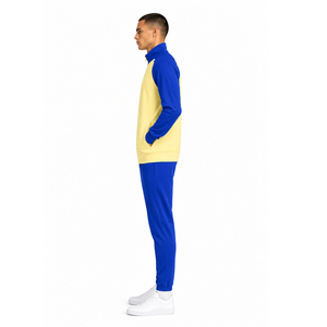 Custom Mens Blue Yellow Polyester Tracksuit Set Full Zip Track Jacket & Jogger Pants Sportswear Athletic Training <b>Suit</b> - Product Image 2