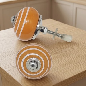 <b>Ceramic</b> Cabinet <b>Knob</b> Orange White Stripe Industrial Style Kitchen <b>Drawer</b> Handle Eco-Friendly Adjustable Durable Furniture - Product Image 1