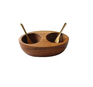 Cuenco de madera de mango decorativo hermoso pequeño con capacidad para poner comida y con cuencos para servir cuchara - Product Image 1
