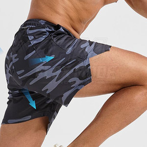 Shorts de sport pour hommes en maille haute performance, mi-flexibles, respirants, écologiques, séchage rapide, décontractés, couleur unie, taille haute, OEM - Product Image 3