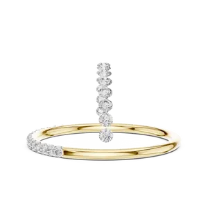 Bague délicate et fine en or massif 10K 14K 18K avec 15 diamants de laboratoire taille U, unisexe, pour le quotidien, empilable, bijoux fins IGI - Product Image 3