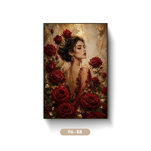 Peinture décorative abstraite acrylique artisanale de qualité supérieure, Femme Fleurs Soie, Art mural, Décoration intérieure élégante, Marque privée Vietnam - Product Image 1