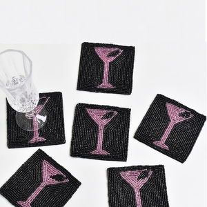 High Quality Vintage Inspired Beaded Glass Drink Coasters Non-Slip Base for Boho <b>Table</b> Decor and Housewarming Gifts - Product Image 4