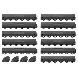 11-Piece Durable PP Interlocking Modular Garage Floor <b>Edging</b> Kit Easy Installation Transition Edge Protection <b>Plastic</b> Flooring - Product Image 1