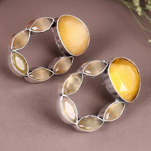 Pendientes Colgantes Boho Étnicos de Ónix y Latón para Fiesta, Joyería Chapada en Plata Antigua para Mujer - Product Image 4