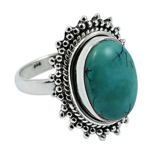 Classic Pure 925 Sterling Silver <b>Ring</b> Fine Bohemian Jewelry Featuring Oval Cut <b>Turquoise</b> Gemstone For Parties At Wholesale Price - Product Image 1