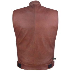 Chaleco de Cuero Estilo Vaquero para Hombre, Listo para la Aventura, con Ajuste Transpirable y Bolsillos Funcionales, Chaleco de Cuero Estilo Vaquero con OEM - Product Image 2