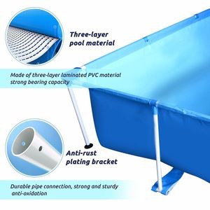 Piscina Fuori Terra Rettangolare Portatile Facile da Montare con Telaio in Metallo, Materiale PC Gonfiabile, Ideale per Bambini e Famiglie - Product Image 6