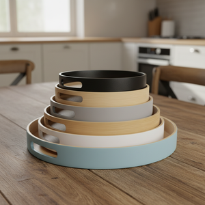 Bandeja de Servir de Bambú Hilado con Logotipo Personalizado, Bandeja Ecológica de Bambú Hilado con Asas para Cocina, Comedor y Servicio de Alimentos - Product Image 5