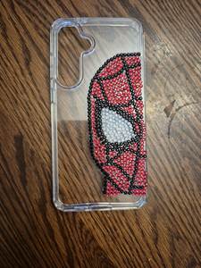 เคสโทรศัพท์ทำมือประดับลูกปัดเงินลายเทวดา  งานฝีมือธรรมชาติขัดเงา  ปักลายสีน้ำเงิน  ตกแต่งด้วยทองคำ  งานฝีมือฮุสเซน  อุปกรณ์เสริม - Product Image 6
