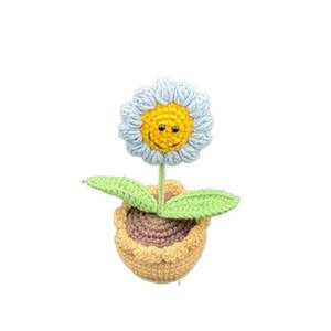 Blue Sunflower Smile - Muñeco de Ganchillo Hecho a Mano al por Mayor, Temática Floral, Planta en Maceta, Muñeco de Hilo, Regalo, Amigurumi, Arte en Papel, Marca Viet - Product Image 2