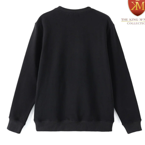 Sweat-shirt noir à col rond avec lettre Alpha brodée or, poche avant, coupe classique, pull en molleton décontracté pour sororité, hiver, unisexe - Product Image 2