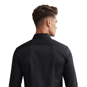 Chemise noire pour homme à manches longues imprimée florale, boutonnée, coupe ajustée, décontractée, chemise habillée tendance, fabricant de vêtements personnalisés - Product Image 4