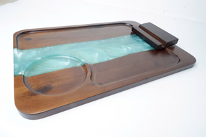 Elegante Bandeja Rectangular de Madera Natural con Recorte Circular y Asa de Madera, Bandeja Decorativa Resistente para Servir - Product Image 2