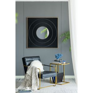 40 \ "X 40 \" colore neutro specchio quadrato intagliato Design plissettato oro cornice in ferro decorazione della parete per soggiorno ingresso bagno - Product Image 5