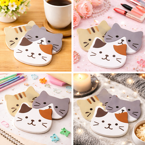 Cute Cartoon Cat Table Coaster – Ceramic Heat-Resistant Mat for Cups & Mugs, Modern Kitchen Coffee Drink Mat - Product Image 2